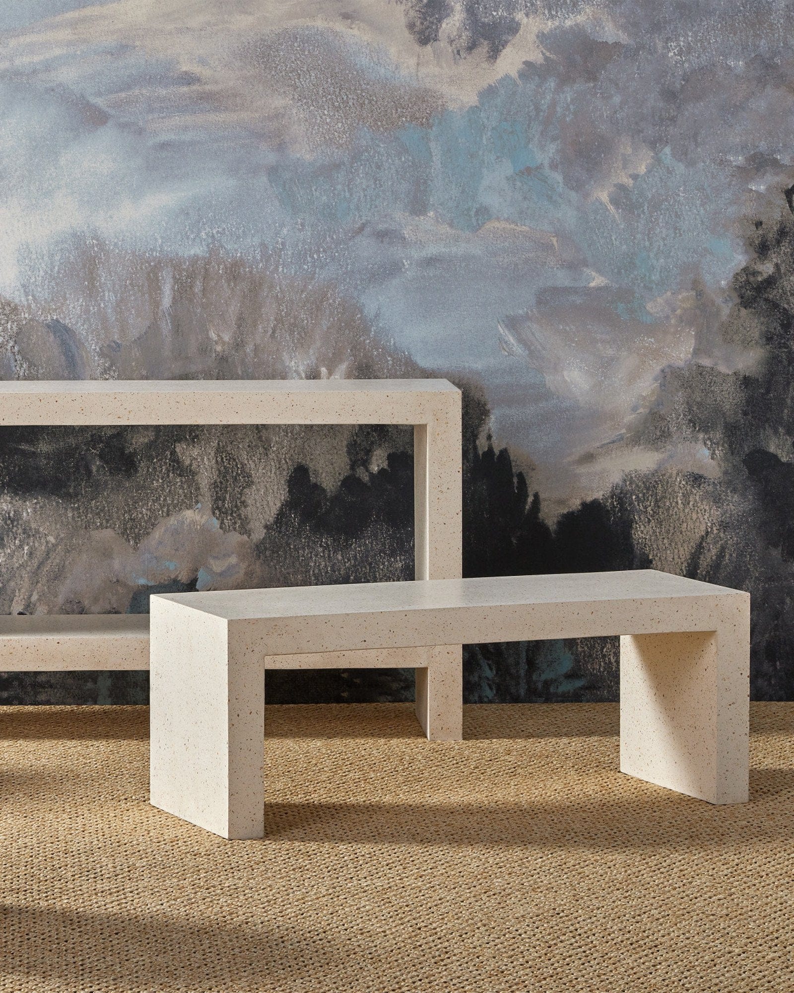 curreyandcompany Bench Carson Ivory Terrazzo Bench